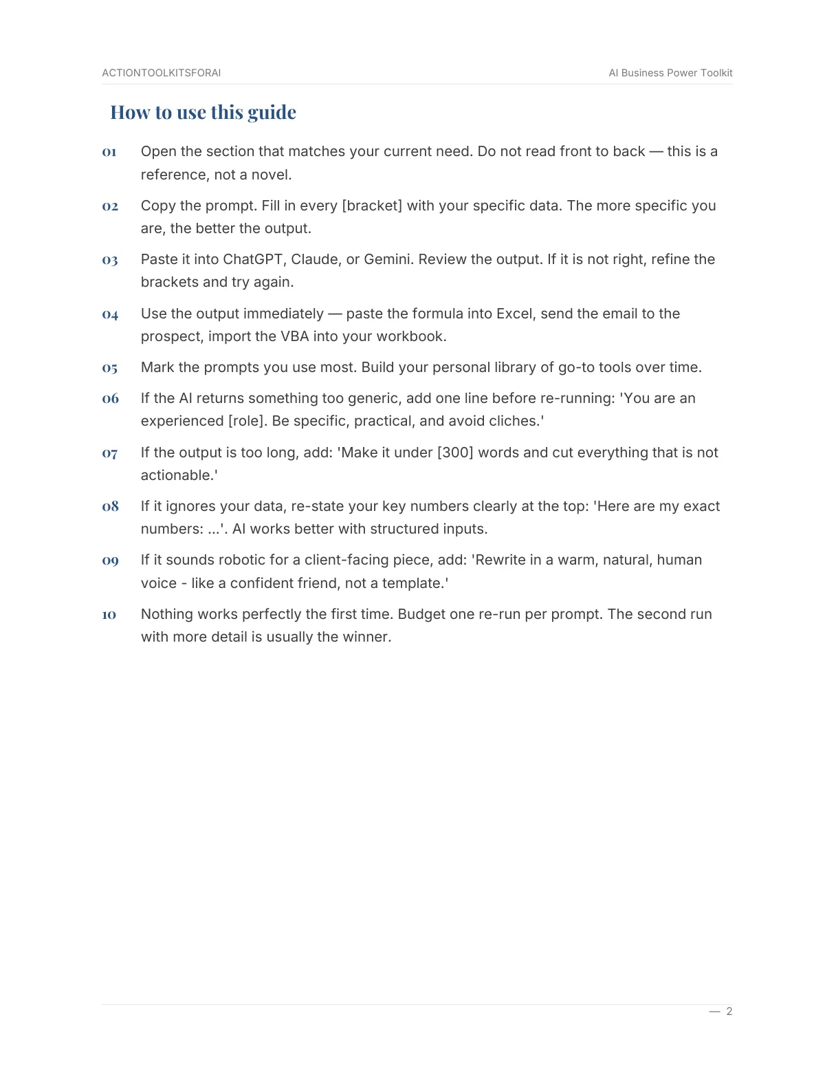 Real page from AI Business Power Toolkit — page 3