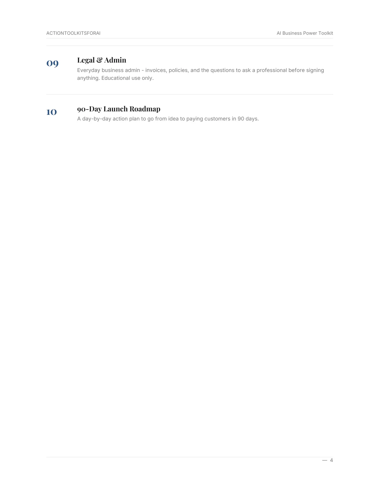 Real page from AI Business Power Toolkit — page 4