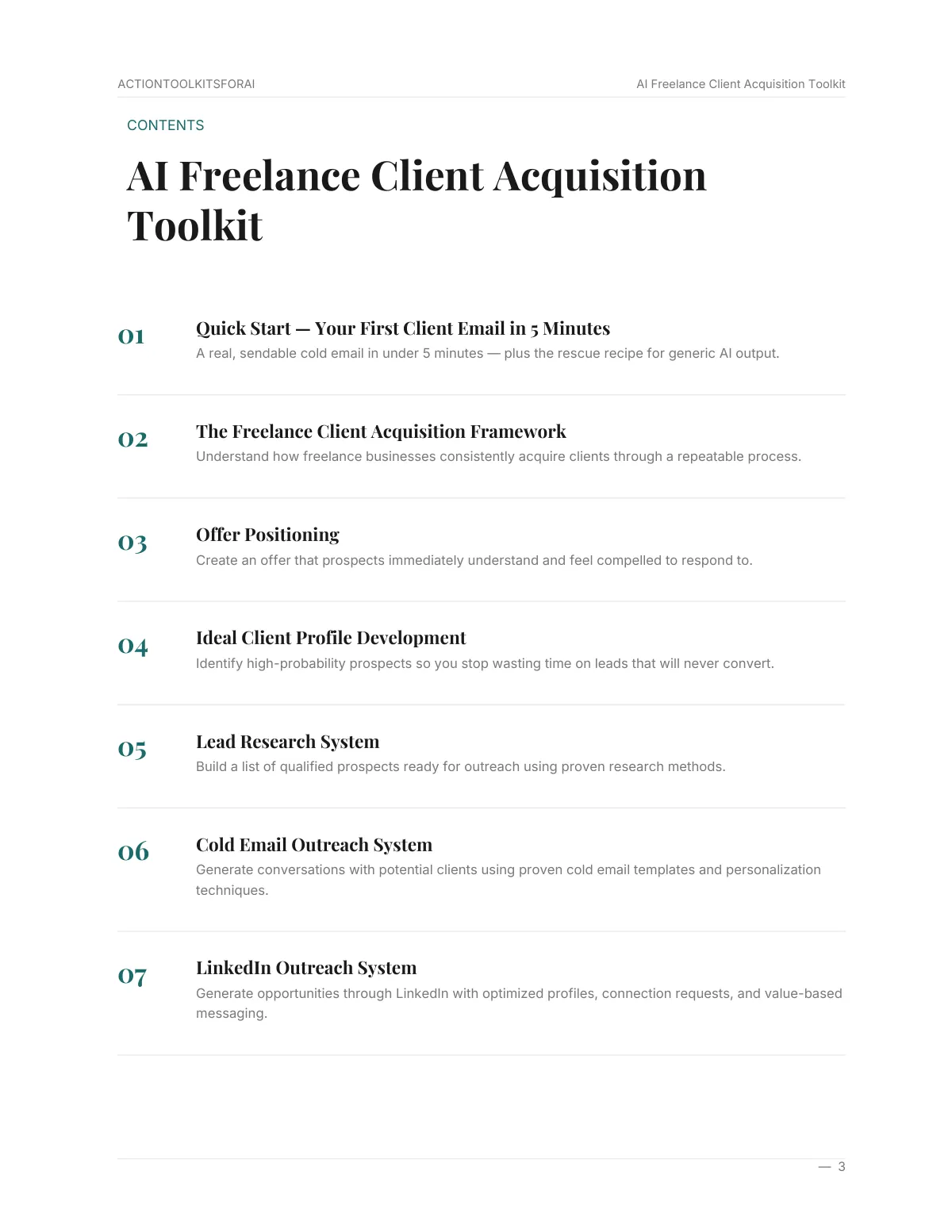 Real page from AI Freelance Client Acquisition Toolkit — page 3