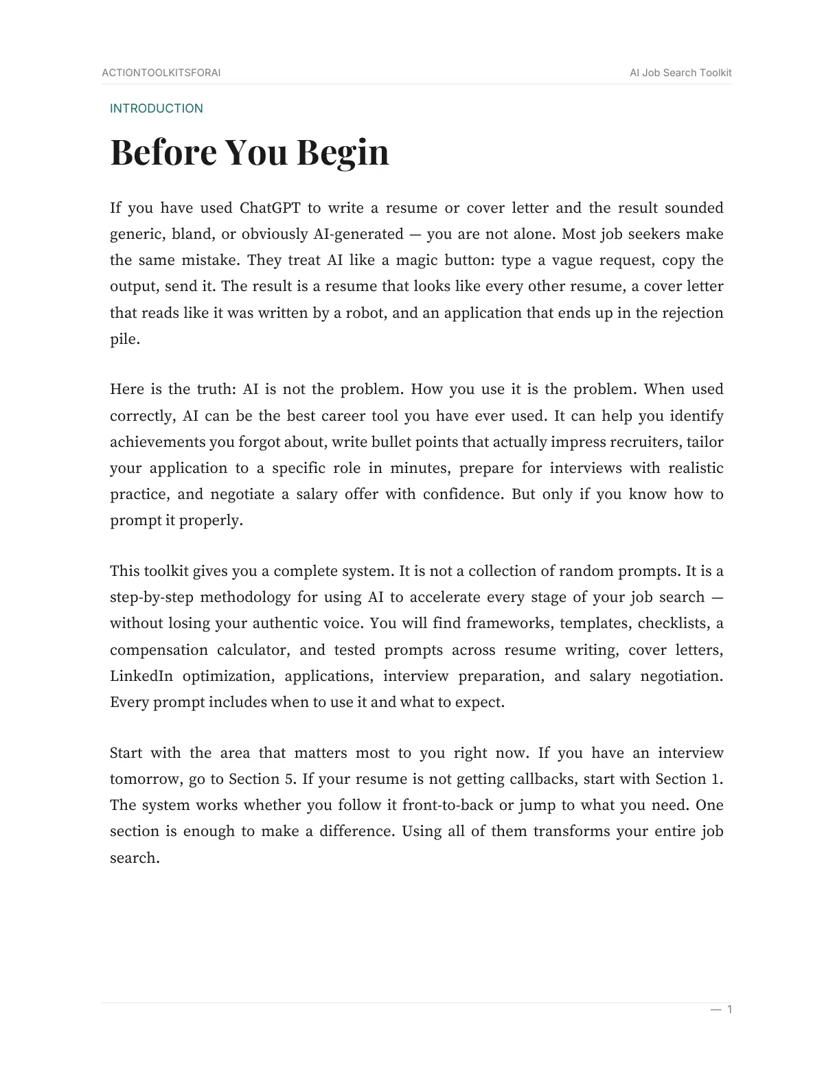 Real page from AI Job Search Toolkit — page 2