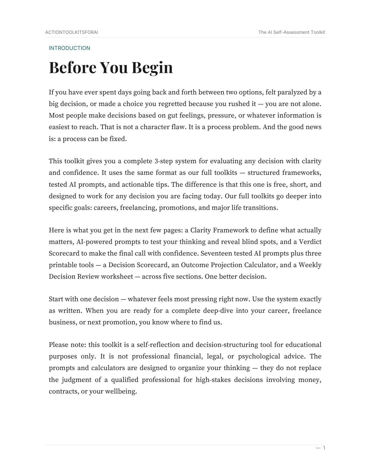 Real page from The AI Self-Assessment Toolkit — page 2