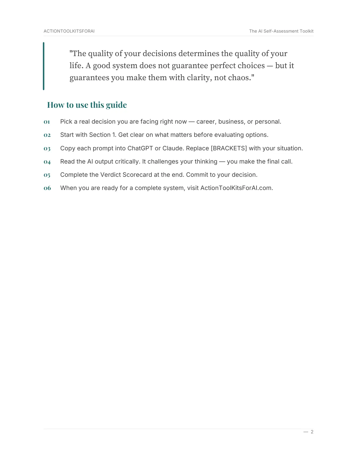 Real page from The AI Self-Assessment Toolkit — page 3