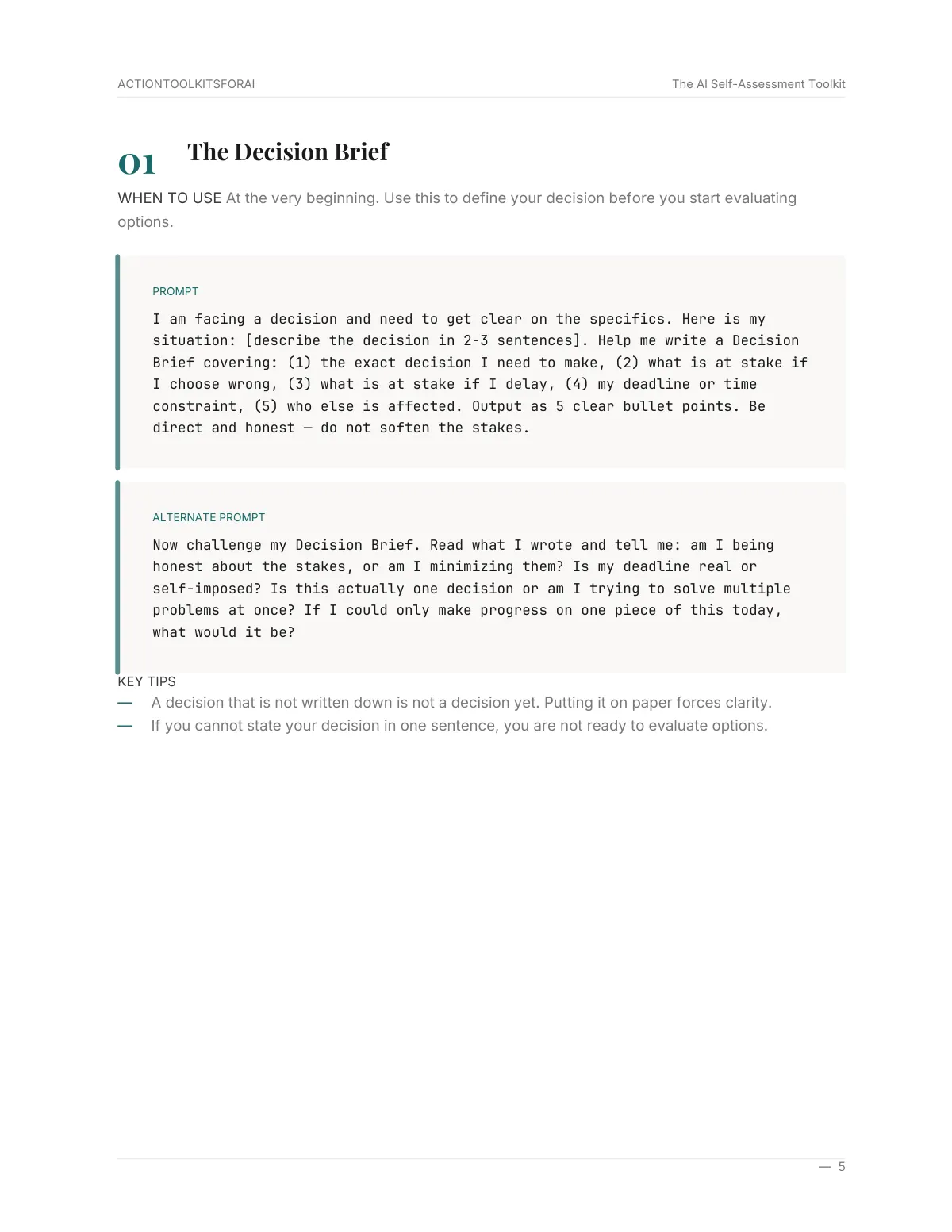 Real page from The AI Self-Assessment Toolkit — page 4