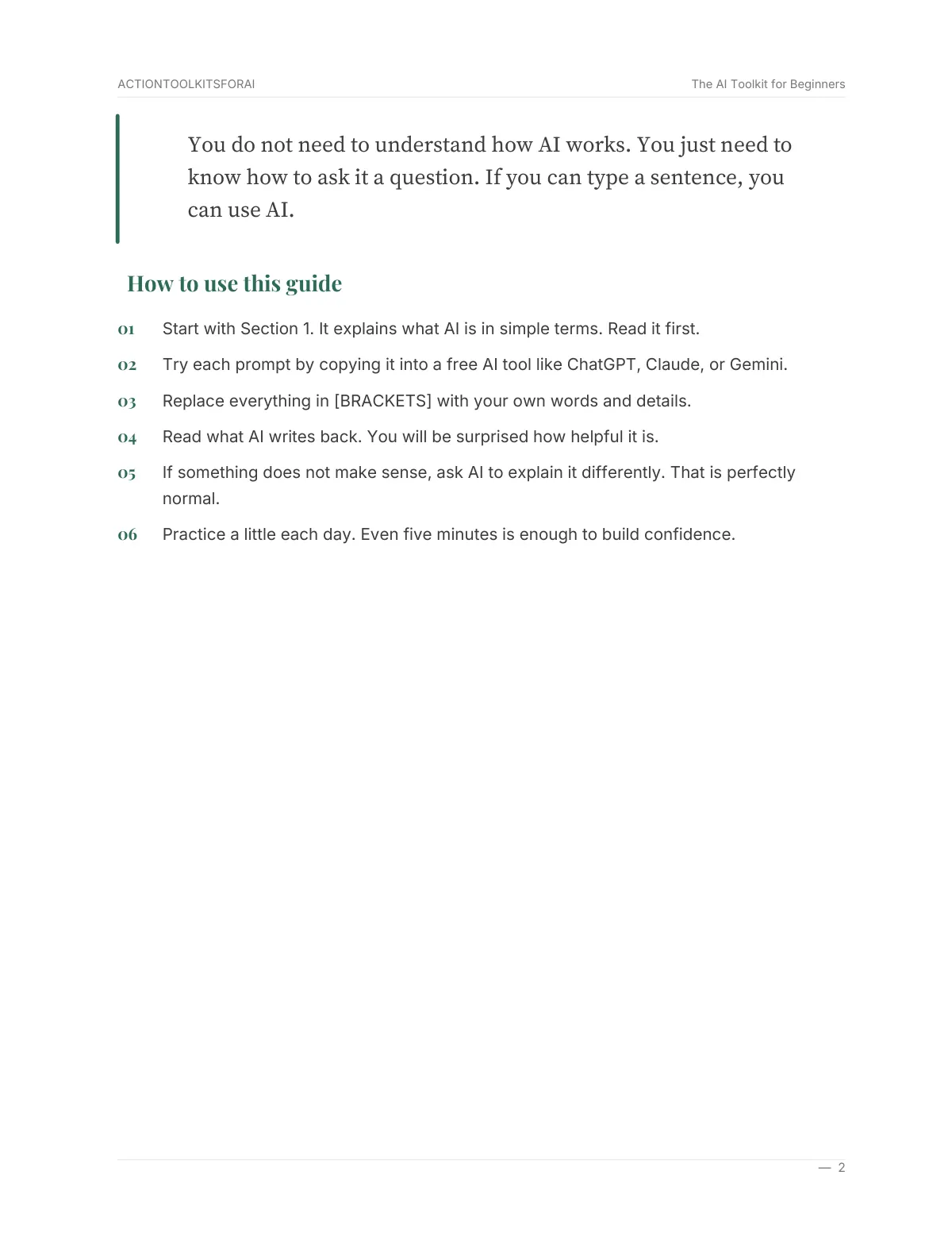 Real page from The AI Toolkit for Beginners — page 3