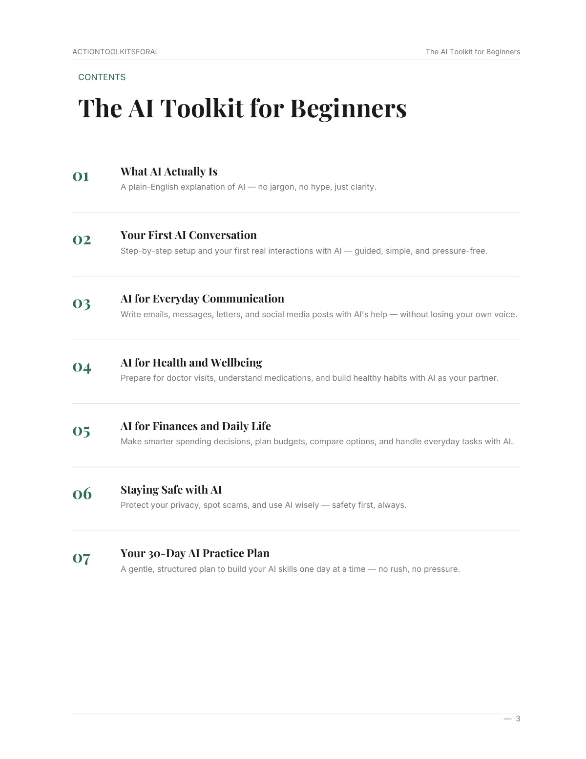 Real page from The AI Toolkit for Beginners — page 3