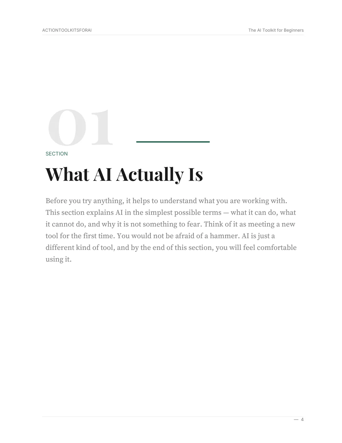 Real page from The AI Toolkit for Beginners — page 4