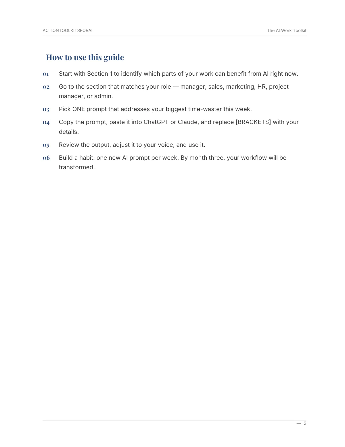 Real page from The AI Work Toolkit — page 3