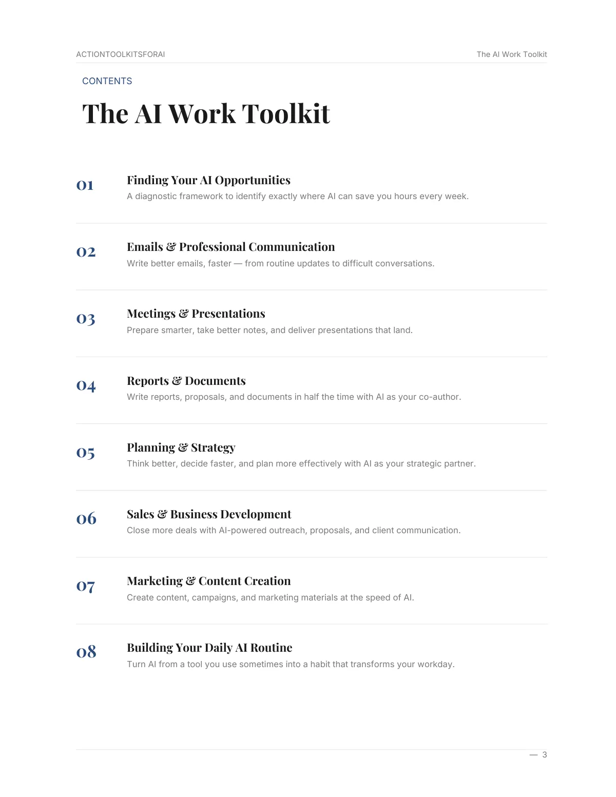 Real page from The AI Work Toolkit — page 3