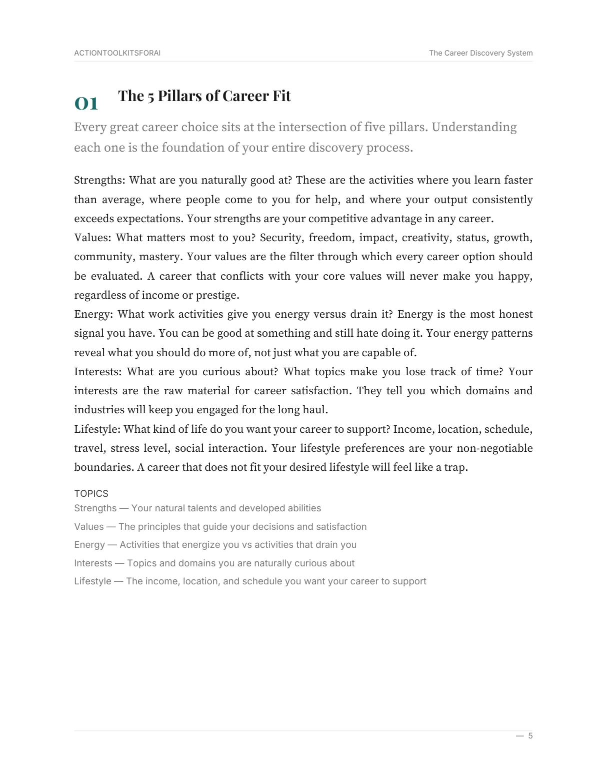 Real page from The Career Discovery System — page 4