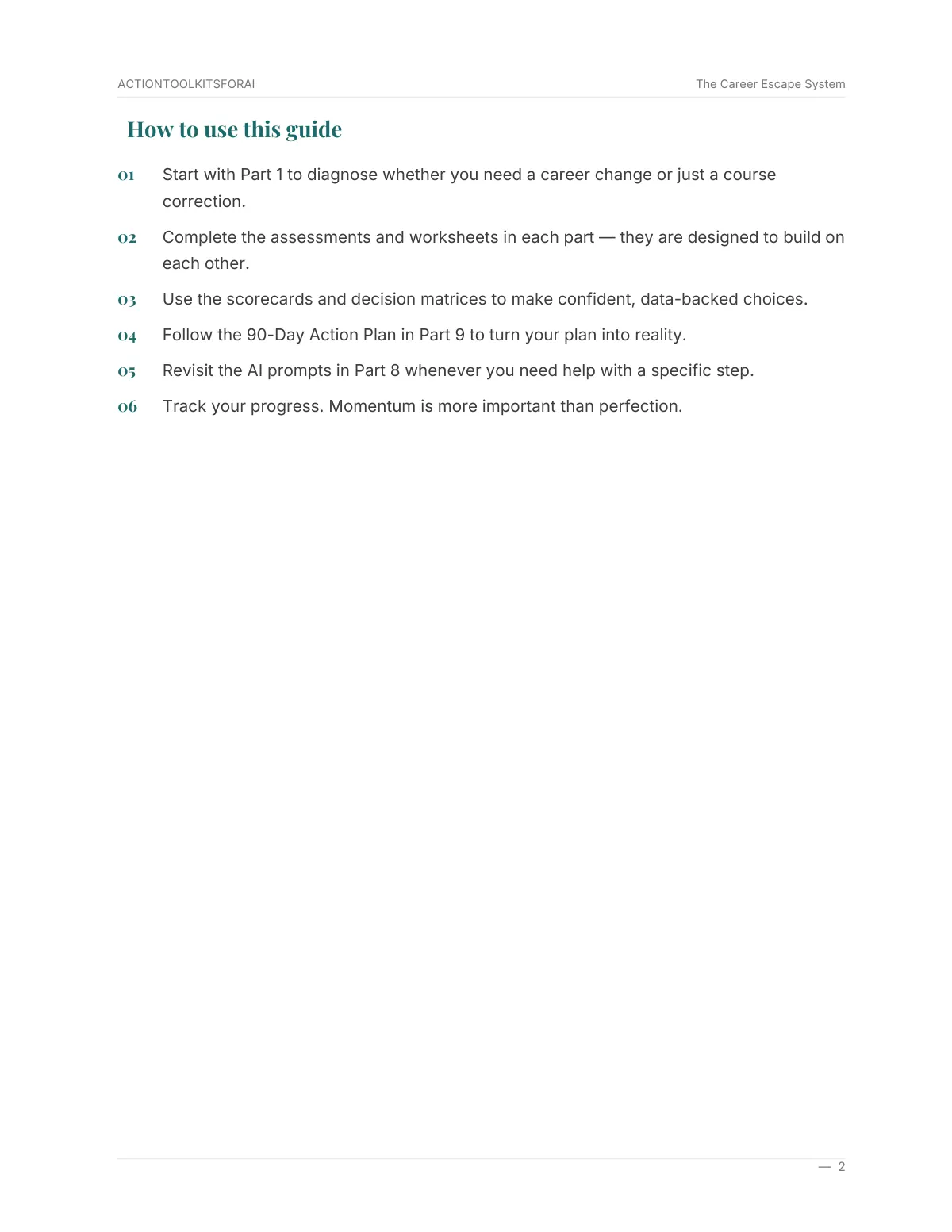Real page from The Career Escape System — page 3