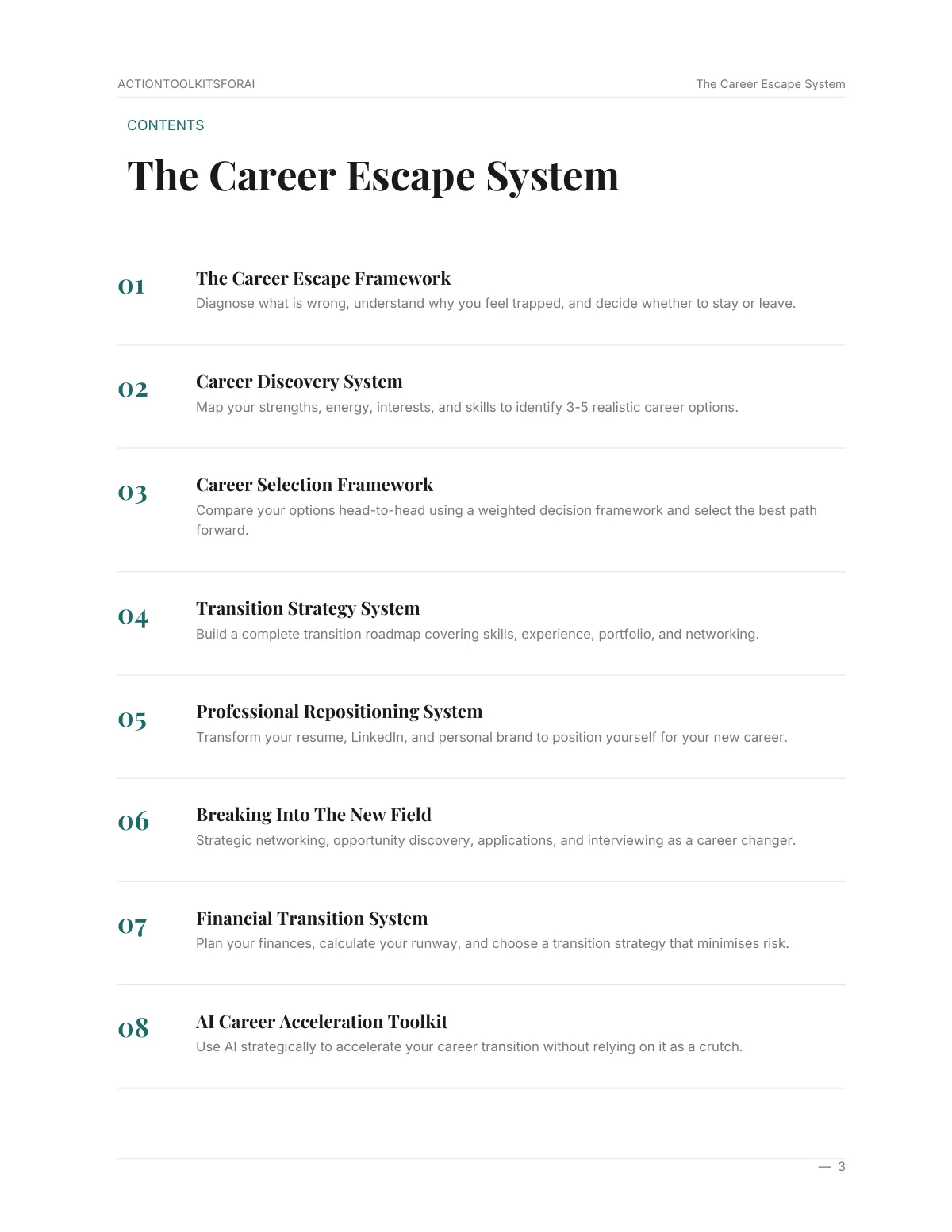 Real page from The Career Escape System — page 3