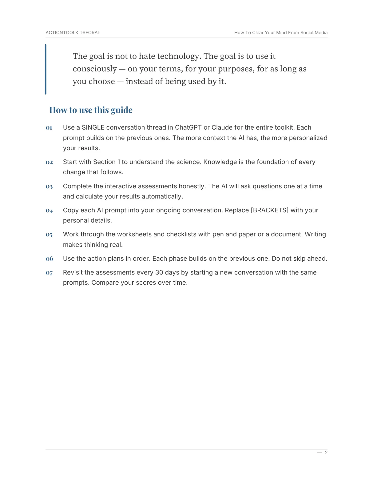 Real page from How To Clear Your Mind From Social Media — page 3