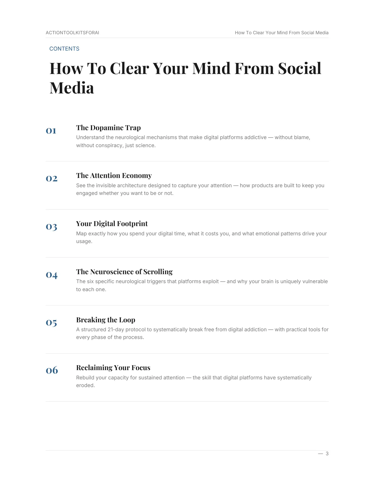 Real page from How To Clear Your Mind From Social Media — page 3